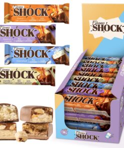 FitnesSHOCK Proteinriegel Mix Box 24 Stück | low carb, ohne Zucker, 20% Eiweiss, Ballaststoffreich, Fitness-Proteinbar (