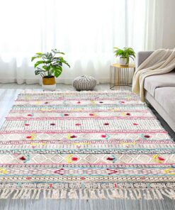 Mandala Life Boho-Chic-Teppich 120 x 180 cm – dekoratives Tribal-Stück für Wohnzimmer und Schlafzimmer – Baumwoll-Teppic
