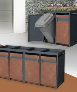ML-Design Abfallcontainer 4er Set 240L Für Garten Abtretung Wetterfest Stahl Rost-Optik