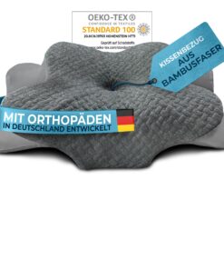 Glückstoff® Kissenbezug Orthopädisches Kissen mit Kühl-Wärme-Effekt aus Bambus | Weich & Kuschelig | Grau Ergo Version