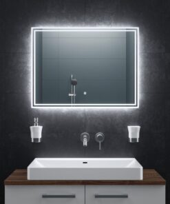 BR Bringer LED Badspiegel - Energiesparend - Ideal für Bad und Wellnessraum - Anti-Beschlag Technik, 3 Lichtfarben, Touc