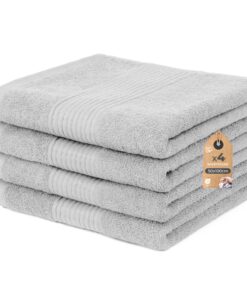 Handtuch Set 4er Pack 50x100 cm – 100% Baumwolle 500 g/m² – Weich & Saugstark, Langlebig, OEKO-TEX (Hellgrau)
