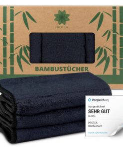 Protea Bambus Tücher Anthrazit 3er-Set - wiederverwendbar & saugfähig - für Küche & Waschraum - nachhaltig - umweltfreun