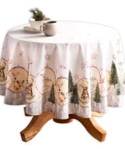 Maison d' Hermine Tischdecke, runder Tisch, 100 % Baumwolle, geschenkqualitativ für Muttertag, Hotel und Party, Berglebe