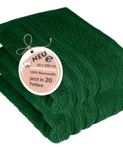 Lashuma Handtuch-Set 50x100 cm – flauschige Handtücher aus hochwertiger Baumwolle, Tannengrün, OEKO-TEX STANDARD 100