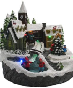 ** Winterdorf LED Weihnachtsdekoration mit drehendem Element und Bachlauf in verschiedenen Farben** | ** Detailgetreue