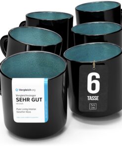 Steingut kleine Kaffeetassen - Hochwertiges Tee- und Kaffeebecher Set - Spülmaschinen-, Mikrowellen- und Kratzfest - Pur