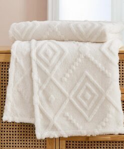 Kuscheldecke Flauschig 150x200 Weiß für Bett und Sofa Warme Fleecedecke Oeko-Tex