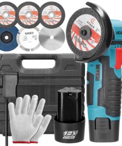 Akku Winkelschleifer Hancaner 2 x |0 Ah 12 V 19500rpm Flex Trennscheiben und Polieren von Fliesen mit Kunststoffbox