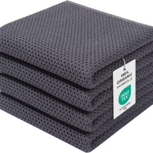 Geschirrtücher 100% Baumwolle, Weiche Küchenhandtücher, Dunkelgrau OEKO-TEX STANDARD 100 Geschirrtücher 100% Baumwolle