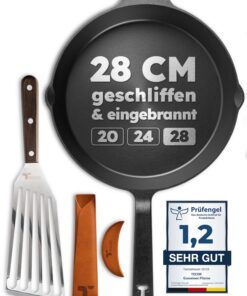 Gusseisenpfanne Induktion Antihaft 28 cm langlebig | Gusseisen Induktion Pfanne 28 cm universell antihaft | Antihaft Gu