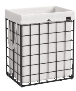 SONGMICS Schwarz-weiß faltbarer Wäschesammler für Schlafzimmer und Waschküche LCB190W01