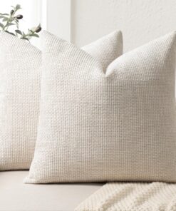 ZWJD Chenille Kissenbezug 60x60 2er Set für Wohnzimmer und Couch - Weiche Dekokissenbezug in Beige - Luxus Zierkissenbez
