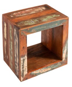 Riess Ambiente bunt Cube aus recyceltem Holz Beistelltisch 45cm für Regale und Sofas