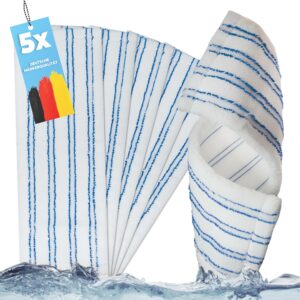 HELOME 5X Premium Microfaser-Wischmöppe - für Reinigungsunternehmen - Abrasivstreifen f. Feucht- und Trockenreinigung -