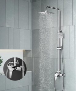 KOMIRO Duschset mit verstellbarer Brausestange und Regendusche für Familien im Bad mit Armaturen