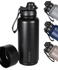 Picnico® Edelstahl Thermosflasche 950ml | abdrehbarer Stauraum & auslaufsicher | Outdoor Sport & Fitness | 24h kalt & 12