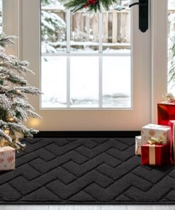 Dunkelgrau Fußmatte 50x80cm Waschbar & Wasserdicht für Eingang & Haustür – Rutschfester Schmutzfänger OEKO-TEX