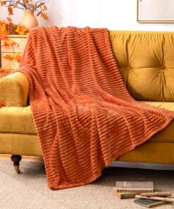MIULEE Flauschig Fleecedecke Für Sofa Und Bett 150x200 cm Orangerot