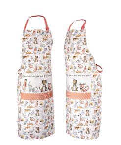 Spotted Dog Kochschürze Damen 100% Baumwolle Verstellbar mit Tasche Geschenk für Hundebesitzer frauenmode