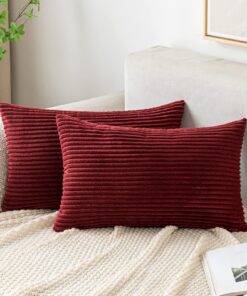 EMEMA Weinrot Kordsamt Kissenbezug 40x60 cmfür Wohnzimmer und Schlafzimmer Dekorative Kissenhülle