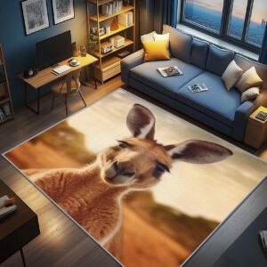 Känguru Deko 3D Tier Teppich Wohnzimmer Weich Waschbar