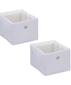 Relaxdays Aufbewahrungsbox Weiß: kleine Ordnungsbox aus Stoff, faltbarer Regalkorb, 2er-Set, ideal für den Heimwerkergar