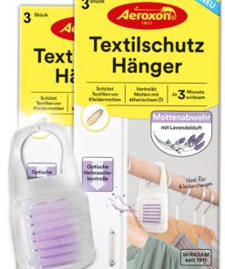 Aeroxon Textilschutz Hänger 2x3 - Wirksamer Mottenschutz für Ihre Gewebe und Textilien, ideal für die ganze Familie, Dau