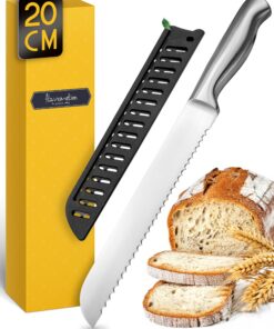 Scharfes Brotmesser mit Wellenschliff für präzises Brot Schneiden, großes Brotschneidemesser aus langlebigen Edelstahl m