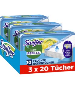 Swiffer Bodenwischer Nachfüllpackung, Feuchte Bodentücher mit Citrusfrische-Duft, 60 Stück - Für Schnelle & Einfache Har