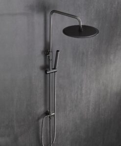 Edelstahl Duschset D20cm ohne Armatur Regendusche Gunmetal Grau | Regendusche Duschsystem D20cm Duschstange Kopfbrause