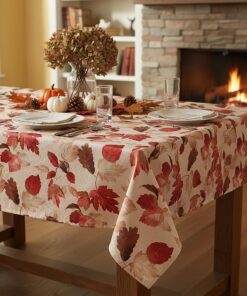 KAMACA Herbst Tischdecke hochwertig Druck-Motiv Küche Esstisch Eyecatcher Weihnachten (Herbstliches Laub 110x140) KAMA