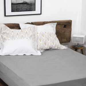 Baumwoll Spannbettlaken Hellgrau 180x200+35cm Home Linge PassionsXFRESH 100% Baumwolle 57 Fäden