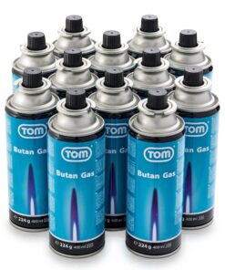 TOM 28 x Butangas Kartuschen 227 MSF-1A Bajonett Ventil - Ideal für Camping und Outdoor-aktivitäten - Butan Gas für Koch