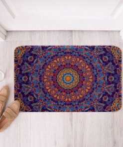 Marineblau Oriental Medaillon Schlechtezimmermatte, Hippie Mandala Einstiegstür Matte, Traditionelle Vintage Schlechtema