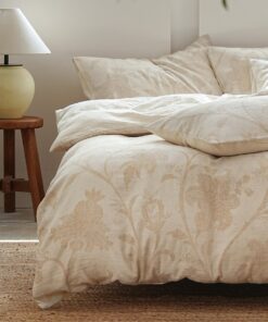 Soulful Leinen Bettwäsche 135x200 Jacquard Boho Textur - Öko-Tex 100 Zertifiziert für Relaxation im Bett, Botanischer Du