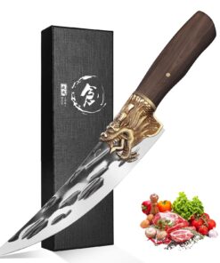 Purple Dragon hochwertige Kochmesser für Männer zur Fleisch- und Gemüsezenserrung mit Rosenholzgriff und Fingerschutz