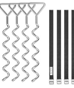 SONGMICS Bodenanker für Trampoline, verzinkter Eisen-Erdanker mit Polyester-Gurten, fürOutdoor-Bedarfe, maximale Sicherh