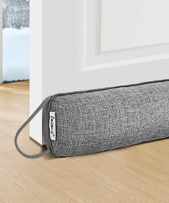 Fowong Zugluftstopper für Türen und Fenster - Extra Schwere Türdichtung, Waschbar, Energiesparend - 93x10 cm Grau