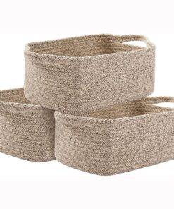 Baumwollseil Aufbewahrungskorb 3er-Set, faltbar und mit Griffen, ideal für Wohnzimmer, Kinderzimmer und Badzimmer, leic