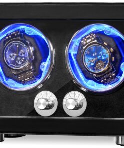 ANWBROAD Uhrenbeweger für Automatikuhren JWW004B - Superleiser Mabuchi-Motor mit LED und 4 Drehmodi, Geschenk für Männer