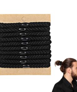 10er Set Haargummi Herren, Schwarz Reißfestes Nylon 4-Wege-Stretch für Sport und Alltag, Stylistisches Armbandideal