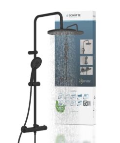 SCHÜTTE ADRIA 60171 Duschsystem mit Thermostat für kèmpfende Haushalte bei Hochduschen und Duschen, Duschset mit großer