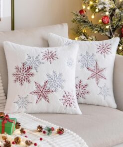 MIULEE Weinrot 2er Set Kuschelkissen für Wohnzimmer 50x50cm Weihnachtsdekoration Kuschlig und Warm