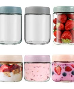 6 Stück Overnight Oats Gläser, Dachteig-Container Mit Schraubdeckel, Für Hausgemachte Marmelade, Pickles, Puddings, Jogh