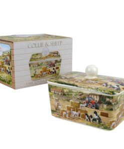 Die Leonardo Collection Butterdose mit Collie- und Schaf-Design aus feinem Porzellan für Küchenliebhaber bei Mahlzeiten
