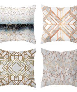 4er Kissenbezug 45x45cm, Kissenhülle Set - Graues Gold, Winkelgeometrie, Polyester - Wohnzimmer und Schlafzimmer Dekorat