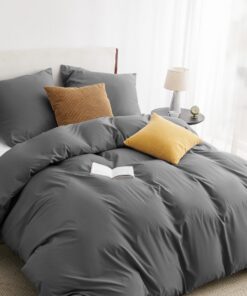 BEDSURE Bettwäsche 100% ÖKO-TEX Anthrazit - 1 Bettbezug + 2 Kissenbezüge, Grau Polyester Mikrofaser OEKO-TEX STANDARD 10