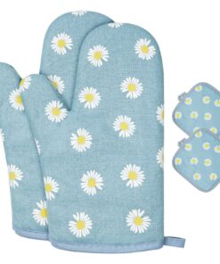 Ofenhandschuhe und Topflappen Baumwolle Rutschfeste Hitzebeständig (bis 180°C/356°F) Waschbar Kochhandschuhe Backenspezi