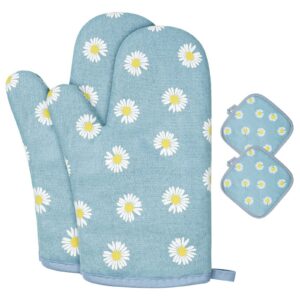 Ofenhandschuhe und Topflappen Baumwolle Rutschfeste Hitzebeständig (bis 180°C/356°F) Waschbar Kochhandschuhe Backenspezi